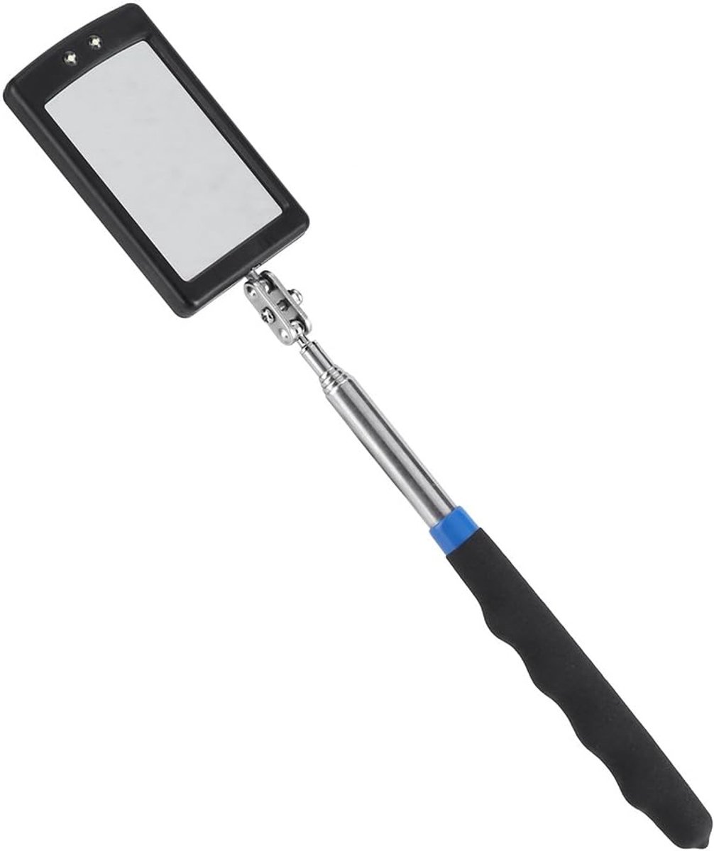 Telescopische inspect mirror 58 cm - met 360 graden draaikop - LED verlichting - ideaal voor auto-onderhoud - ShopVlot