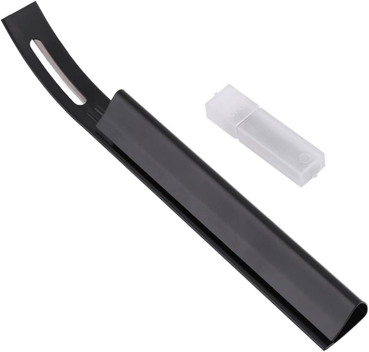 SnelShoppen - Handgemaakte Gebogen Leren Mes met 3 Zwarte Vervangmesjes - Leren Ambacht Accessoires, Hoogwaardige Carbon Staal, Comfortabele Grip, Ide