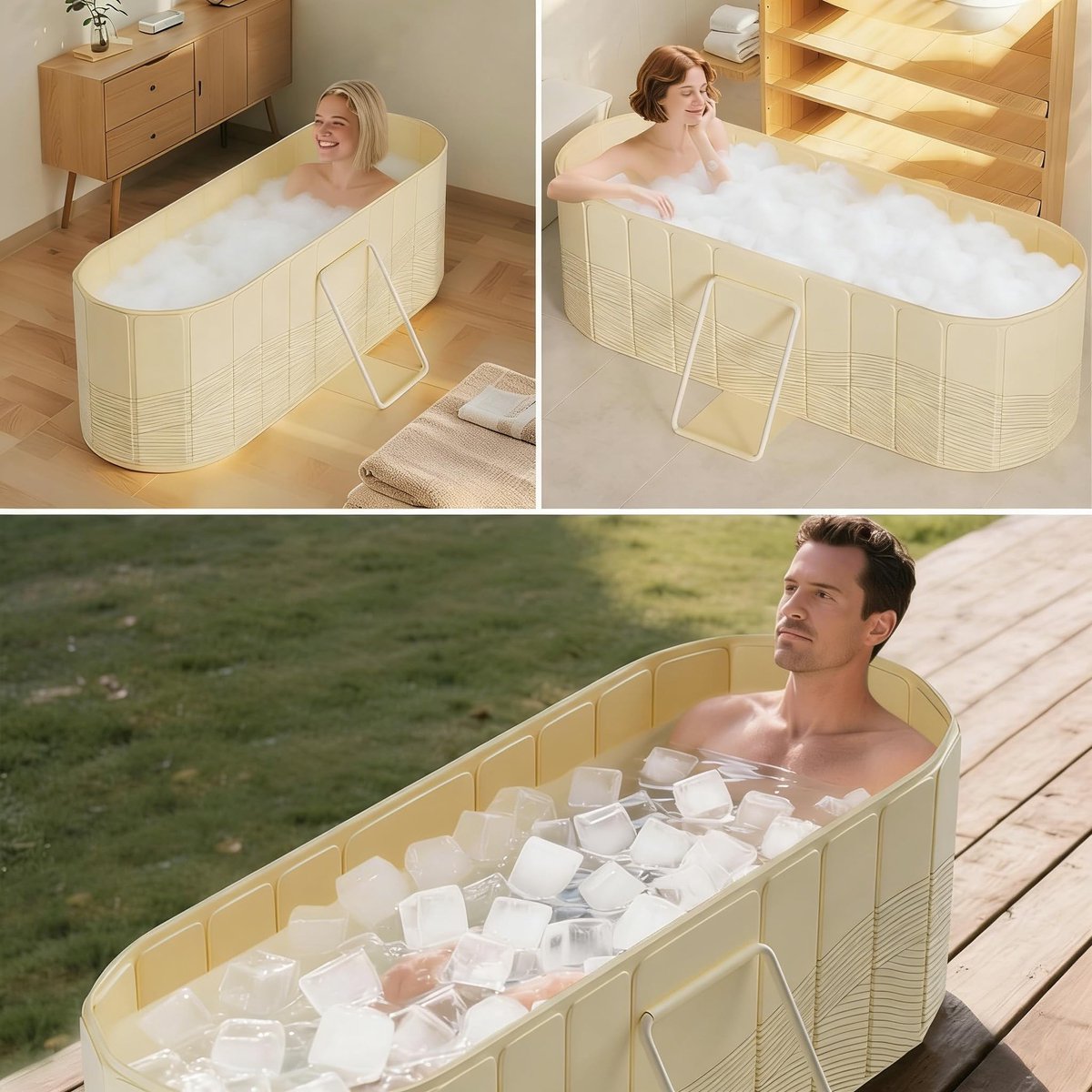 SnelShoppen - Draagbare Inklapbare Badkuip voor Volwassenen, 2-in-1 Hot Bath & Ice Bath, Groot Formaat 150x55x53 cm, Vrijstaande Inweekbaden, Verdikte