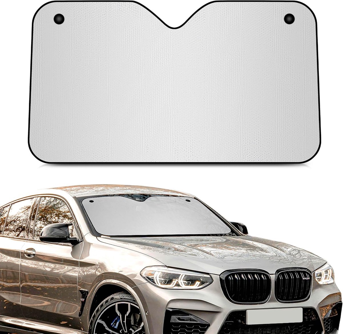 Zonnescherm auto L - aluminium - zilverkleurig - beschermt interieur tegen zonnestralen - ShopVlot