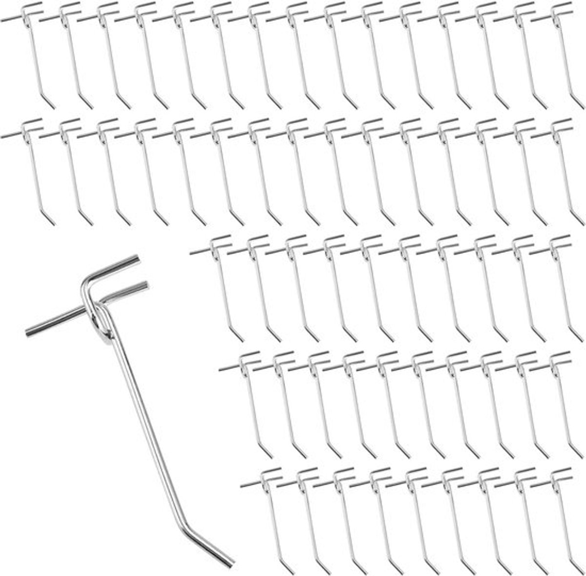 60 stuks 10 cm Pegboard-haken, 2,5 cm gatenafstand, Metalen accessoires voor detailhandel, supermarkten en garage-displays