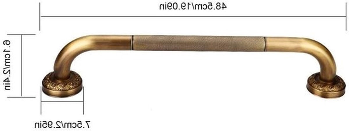 Antieke stijl messing veiligheidshandgreep voor douche en bad, gebogen handrail voor extra grip en ondersteuning