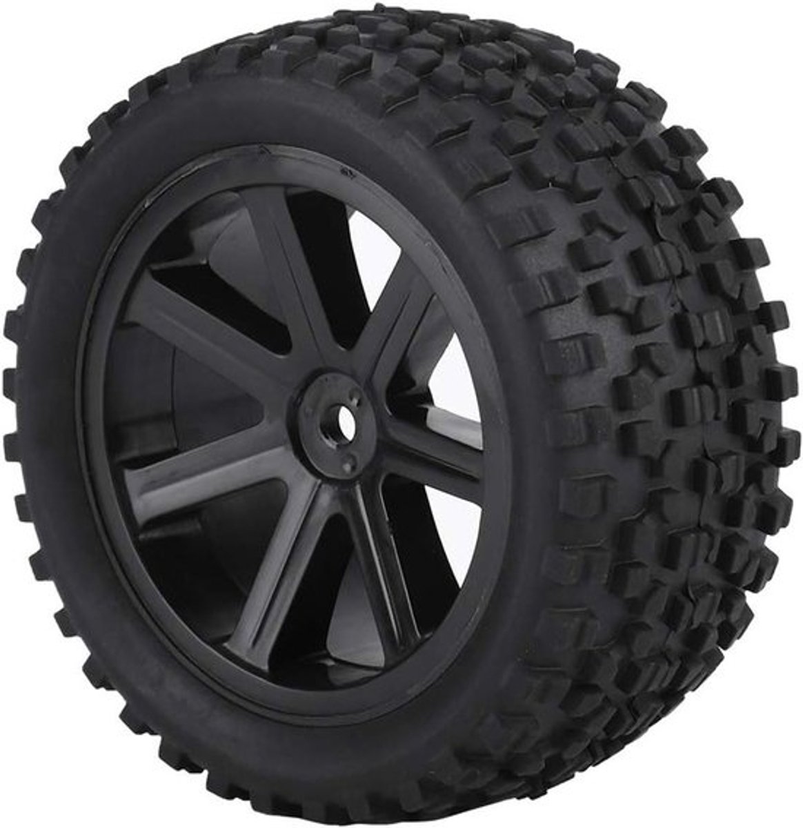 RC Truck Rubber Banden met Aluminium Velgen en Zwart Patroon - Set van 4 Stuks voor Offroad Avonturen