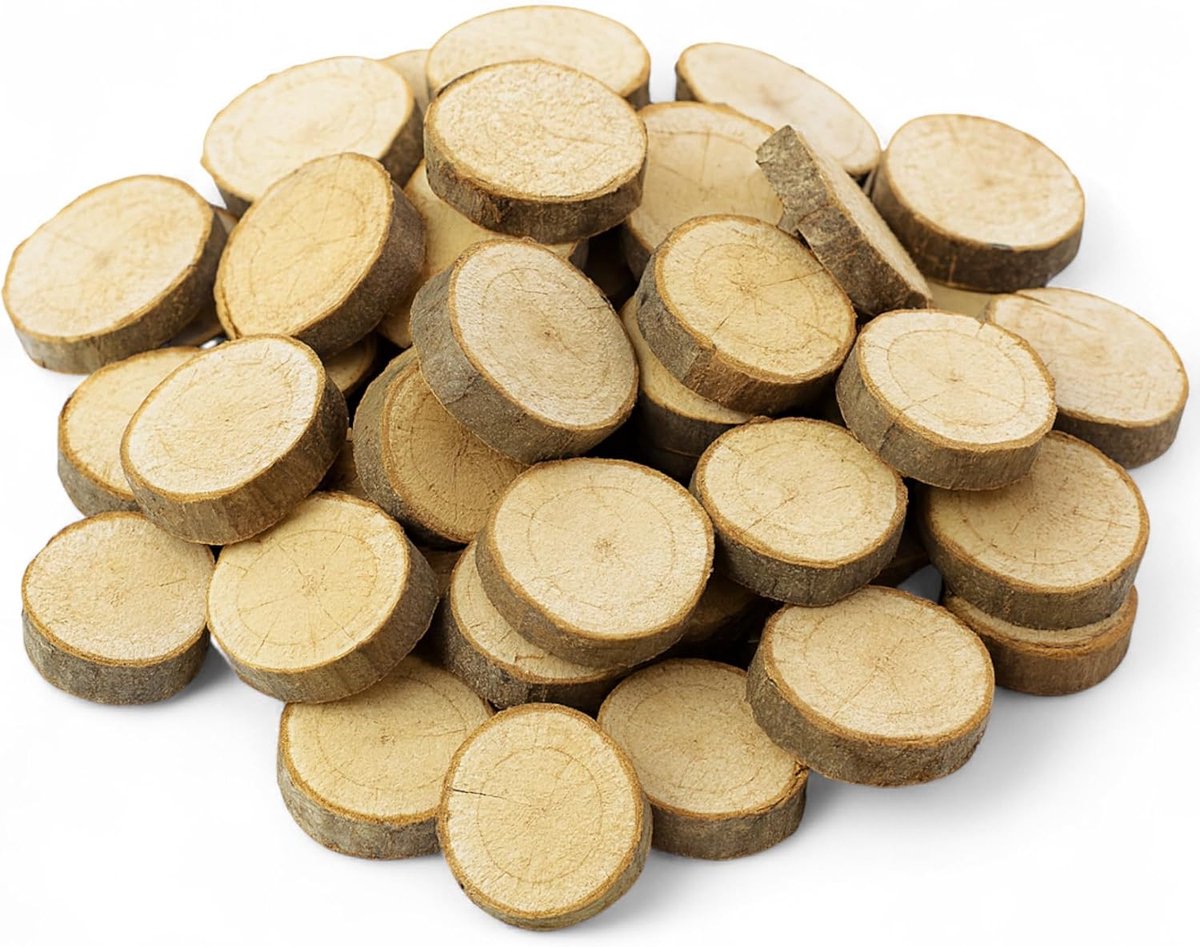 SnelShoppen - Houten Schijven 220 g - Natuurlijke Houten Decoratie met Schors voor Kerst Bloemarrangementen, Kaarsen DIY Creaties, Rustiek Ongemodific