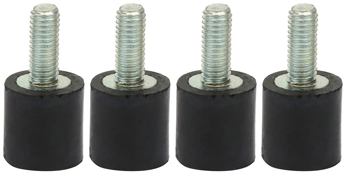 SnelShoppen - Rubber Vibration Dampening Lagere, 4 Stuks, Zwart en Zilver, Inclusief Bouten M3/M5/M6, Voor Automatische Bootreels en Schokdempers