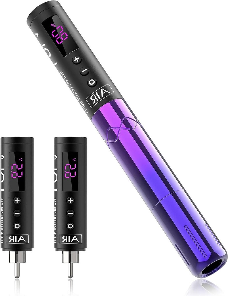 Draadloze Tattoo Pen - Permanente Make-up Machine - Professioneel Gebruik - Lichtgewicht Ontwerp - 3 Batterijen - Zwart Paars