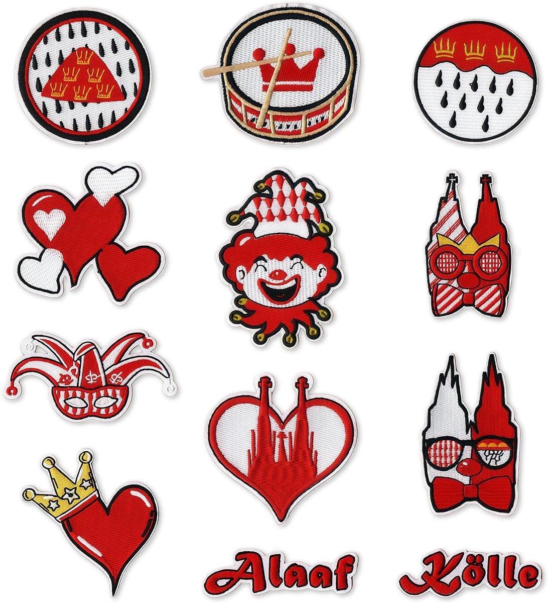 Set van 12 Strijkplaten voor Carnaval, Rood en Wit, Accessoires voor Strijkplank, Ideaal voor Kostuums en Creatieve Projecten