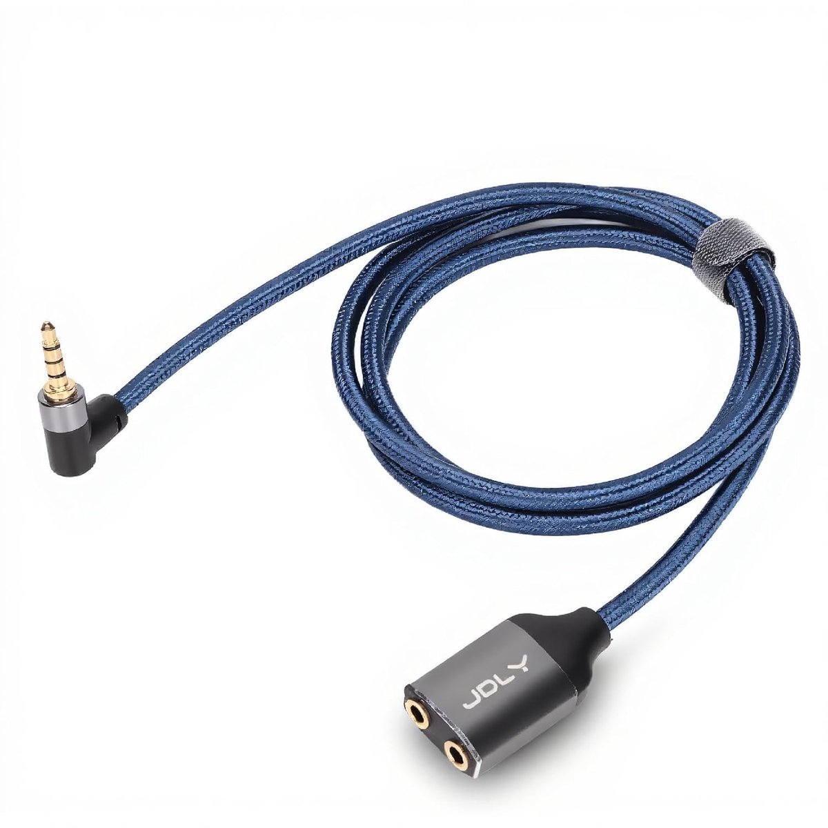 SnelShoppen - 3,5 Mm Audiosplitterkabel Verguld | 90 Graden Haakse Stereo Y-adapter, Dubbele Vrouwelijke Aansluiting voor Hoofdtelefoon en Luidspreker