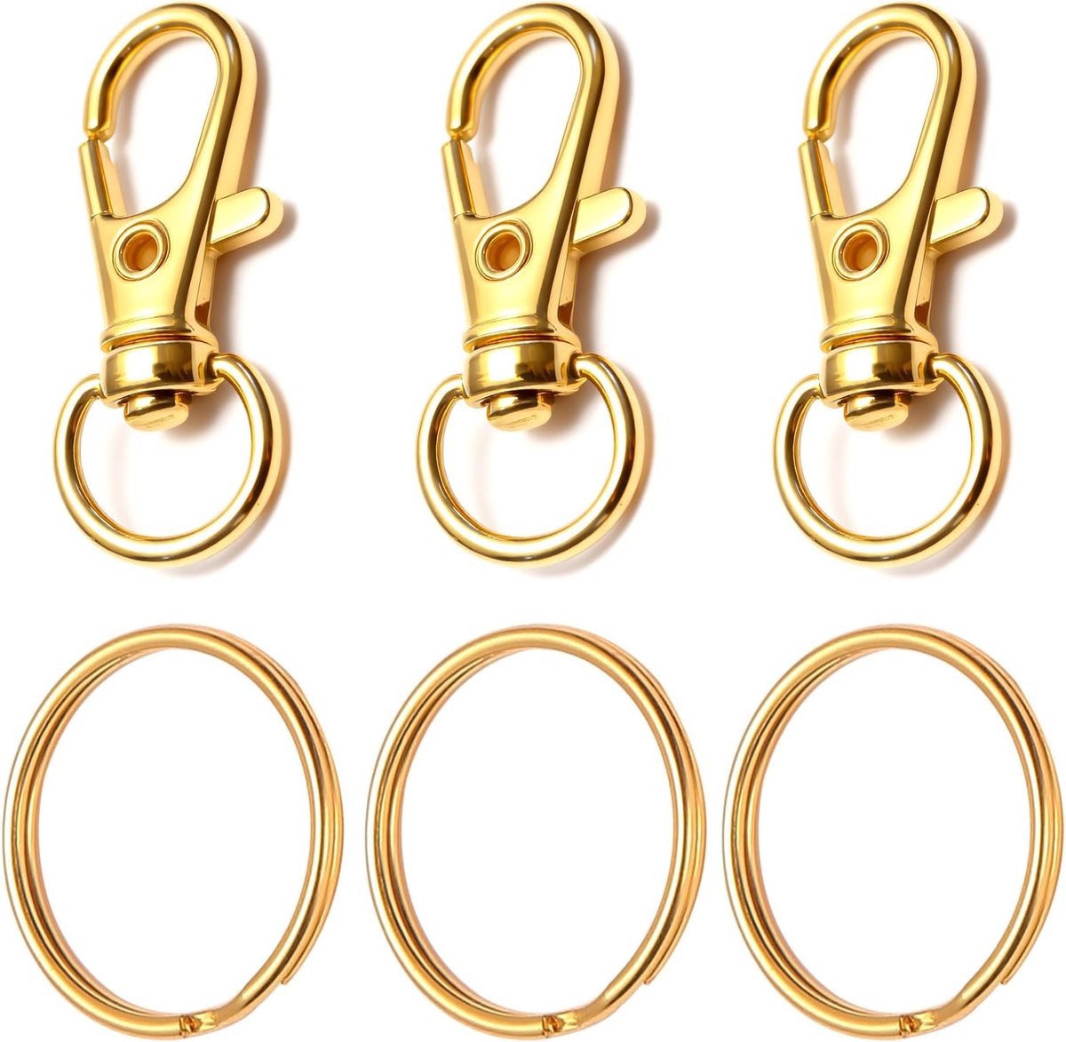 SnelShoppen - Pack van 80 Sleutelhangers Metaal Kleine Carabiner Sleutelhangers Creatief Maken Ringen Carabiner Haken met Draai Joint Goud (40 Sleutel