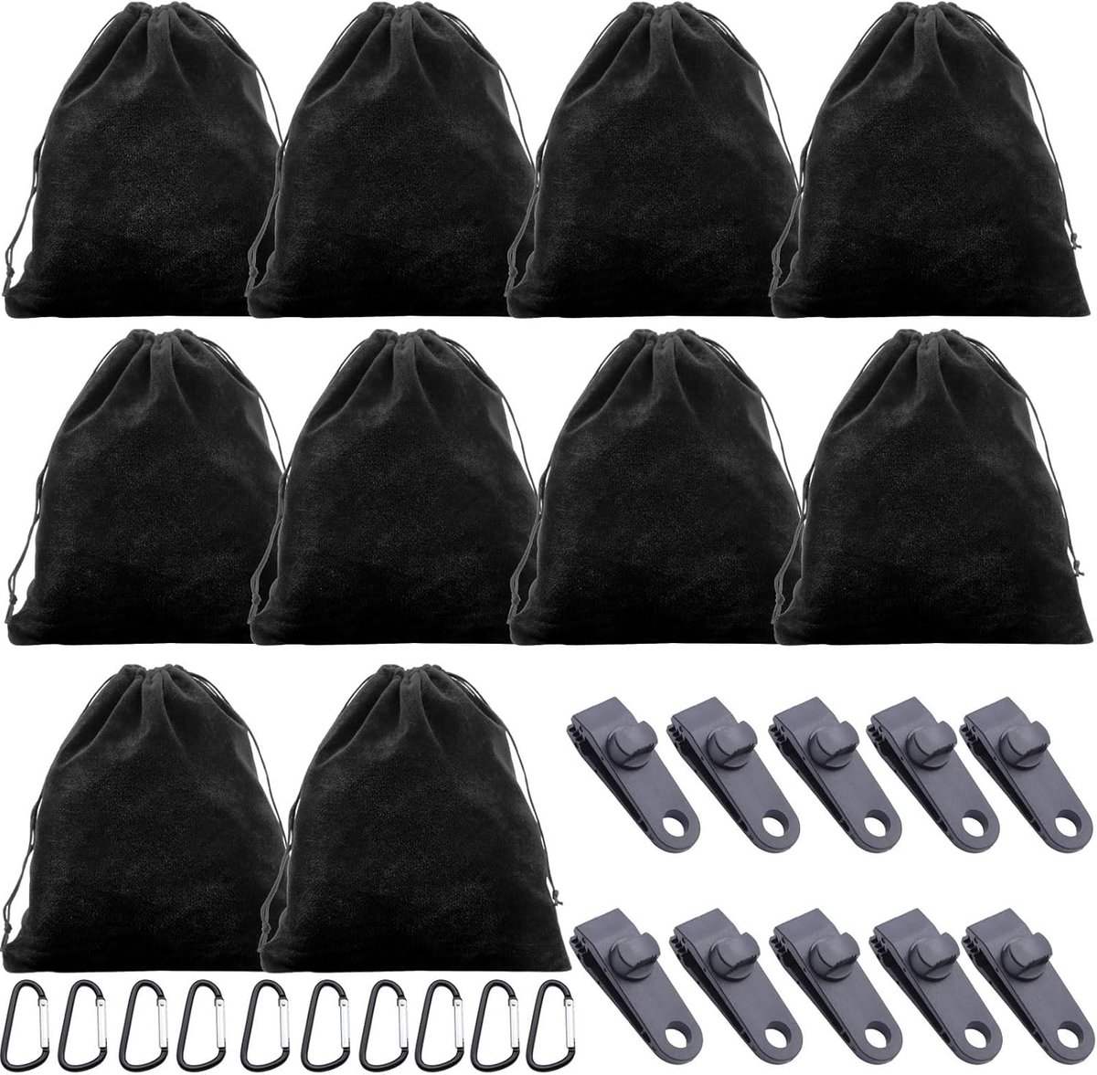 Draagbare Gewichten voor Tuinpaviljoens met 10 Compartimenten, Carabiner Haken en Clips voor Stabiliteit en Veiligheid in de Tuin, Strand of Camping