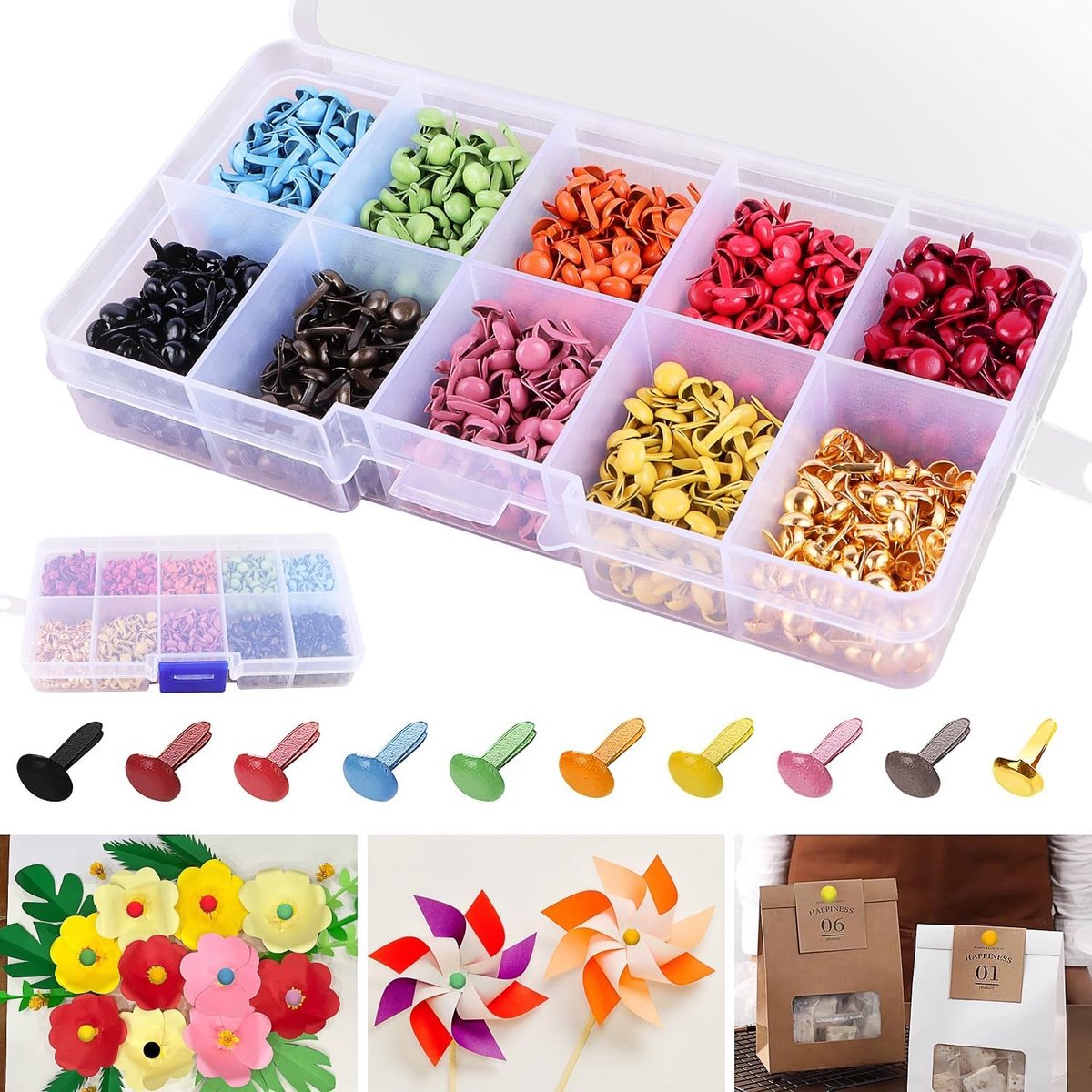 SnelShoppen - 1000 Stuks Kleine Metaalklemmen voor Papier, 4.5 x 8 mm Roestvrij Staal Voor Scrapbooking, Creatieve Klussen en Kantoor Gebruik