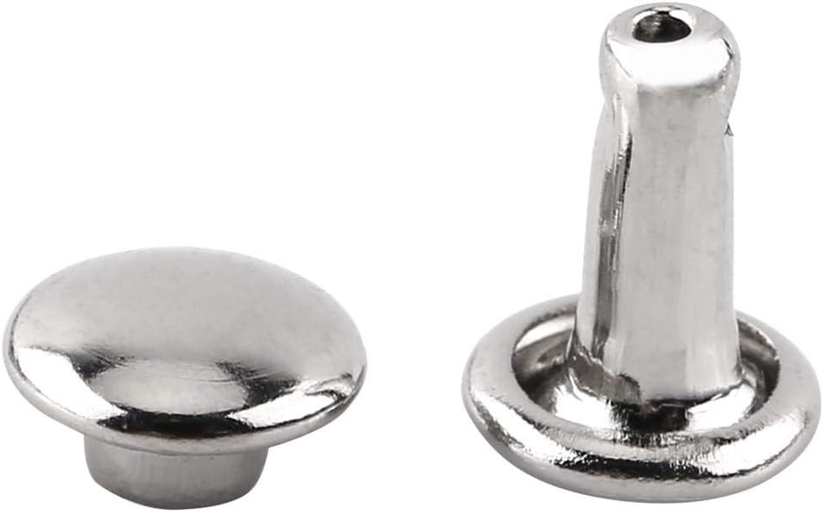 SnelShoppen - 100 Sets Dubbele Kap Nieten voor DIY Leerbewerking - 6×8mm Nieten Set in Goud, Zilver, Brons - Perfect voor Decoratie en Creatieve Proje