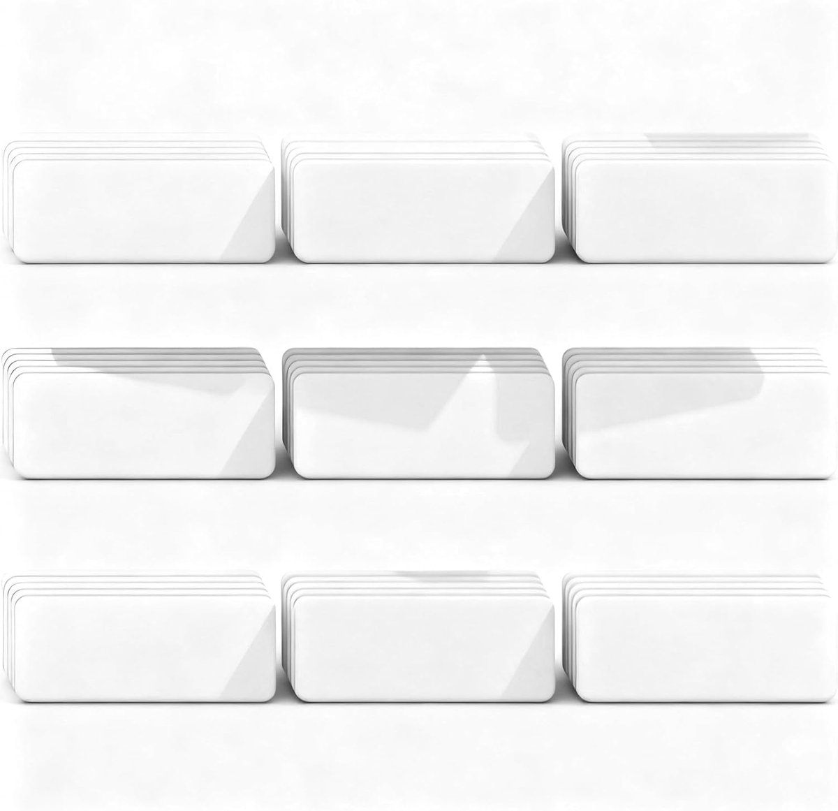 SnelShoppen - Pack van 54 Magnetische Labels 8x3 cm, Herbruikbaar en Wasbaar voor Whiteboards, Koelkast, Metalen Kast, Kantoor, Klaslokaal (Wit)