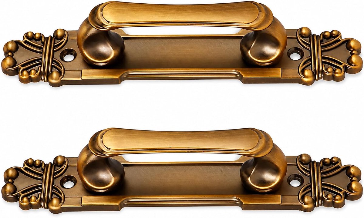 SnelShoppen - 2 Stuks Deurgrepen Antieke Messing Kleur met Bevestigingsschroeven voor Aluminium, Houten en Schuifdeuren, Perfect voor Balkondeuren en
