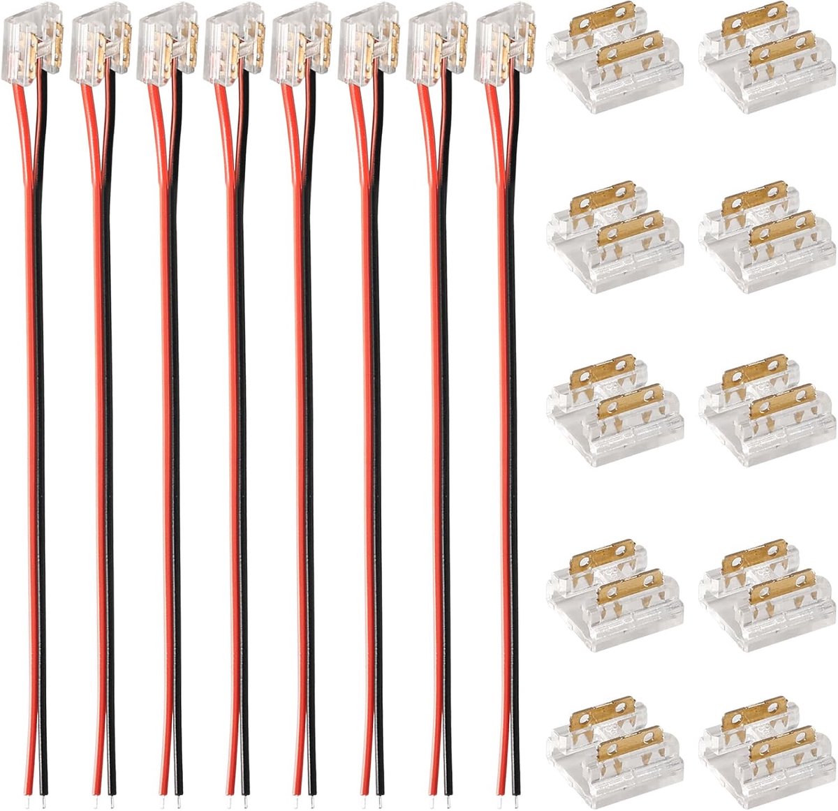 LED strip connector 2 pin - transparant - met 10 x 15cm draden - eenvoudig te gebruiken voor LED strips - ShopVlot