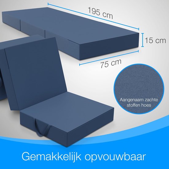 Opvouwbaar Matras - 3-Delig Vouwmatras, Extra Dik 15 cm, Wasbaar en Draagbaar Logeermatras voor Volwassenen van LifeGoods — afbeelding 3