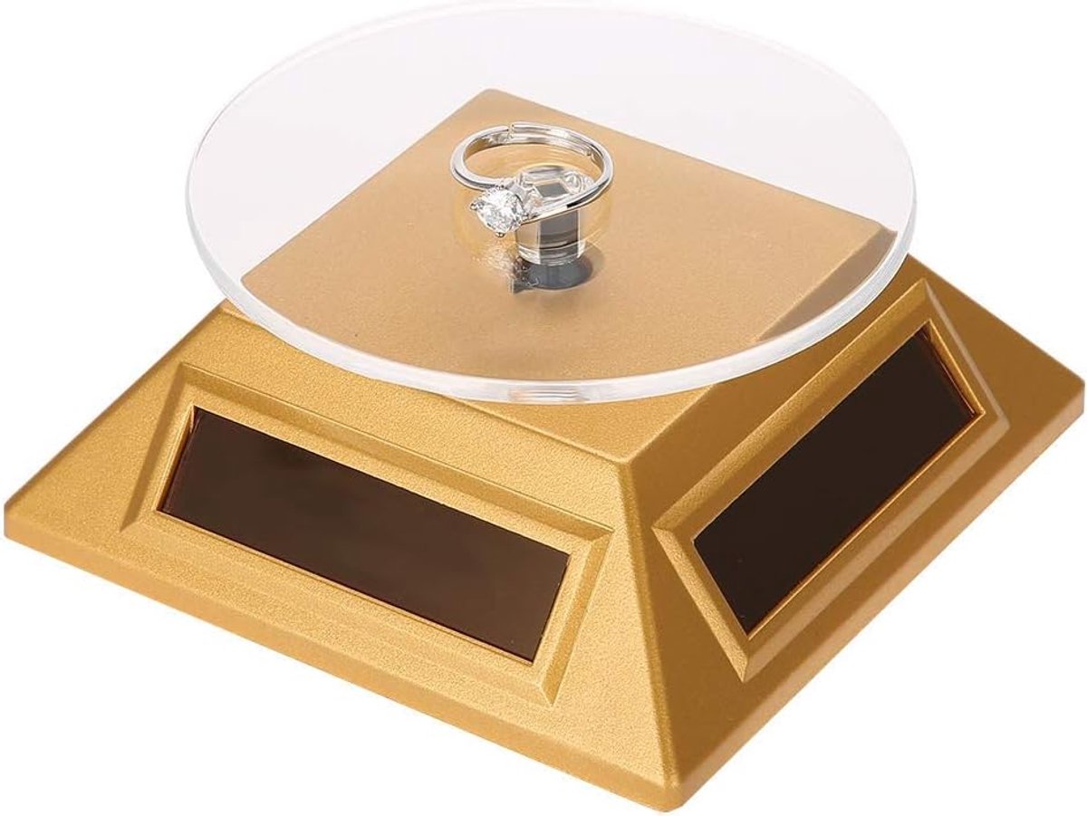 SnelShoppen - Jewelry Display Stand, Zonne-energie Draaitafel, 360° Rotatie, Organiser voor Sieraden, Horloges, Telefoons, Expositie, Acryl Schijf Ø 9