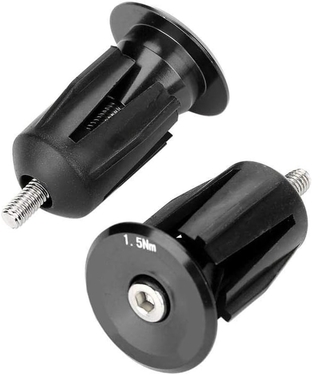 SnelShoppen - 1 Paar Aluminium Fiets Handvat Eindstoppen - Lichtgewicht, Roestvrij, Geschikt voor Mountainbike, Racefiets, Vouwfiets, Fixie - Zwart
