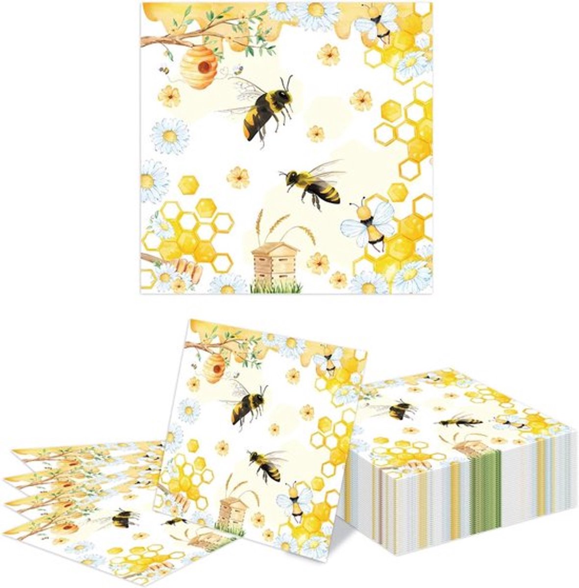 40 Stuks Cocktail Servetten van Papier met Bijen en Honing voor Babyshower en Bruiloft Feestaccessoires
