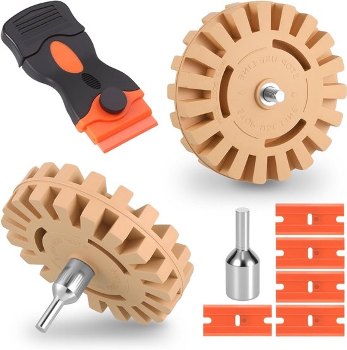 Efficiënte Sticker Verwijderkit met Plastic Schraper en Booradapters voor Auto, Verwijder Vinyl en Lijm van Ramen en Oppervlakken