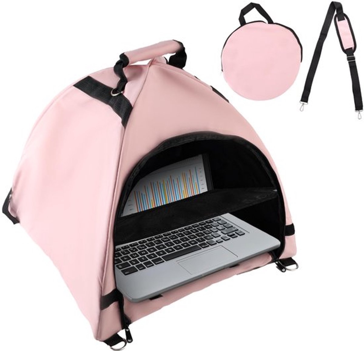 Laptop Zonnescherm Waterdicht - Laptop Tent - Privacy Scherm - Anti-Reflectie Hoes - Draagriem - Inclusief Opbergtas - Laptoptent