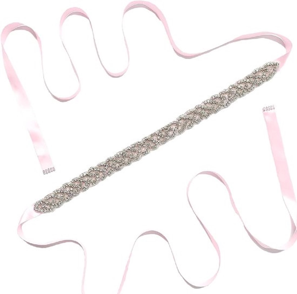 Elegante Bruidsriem met Strass en Kristallen voor Trouwjurken en Avondjurken - Roze, 270 cm
