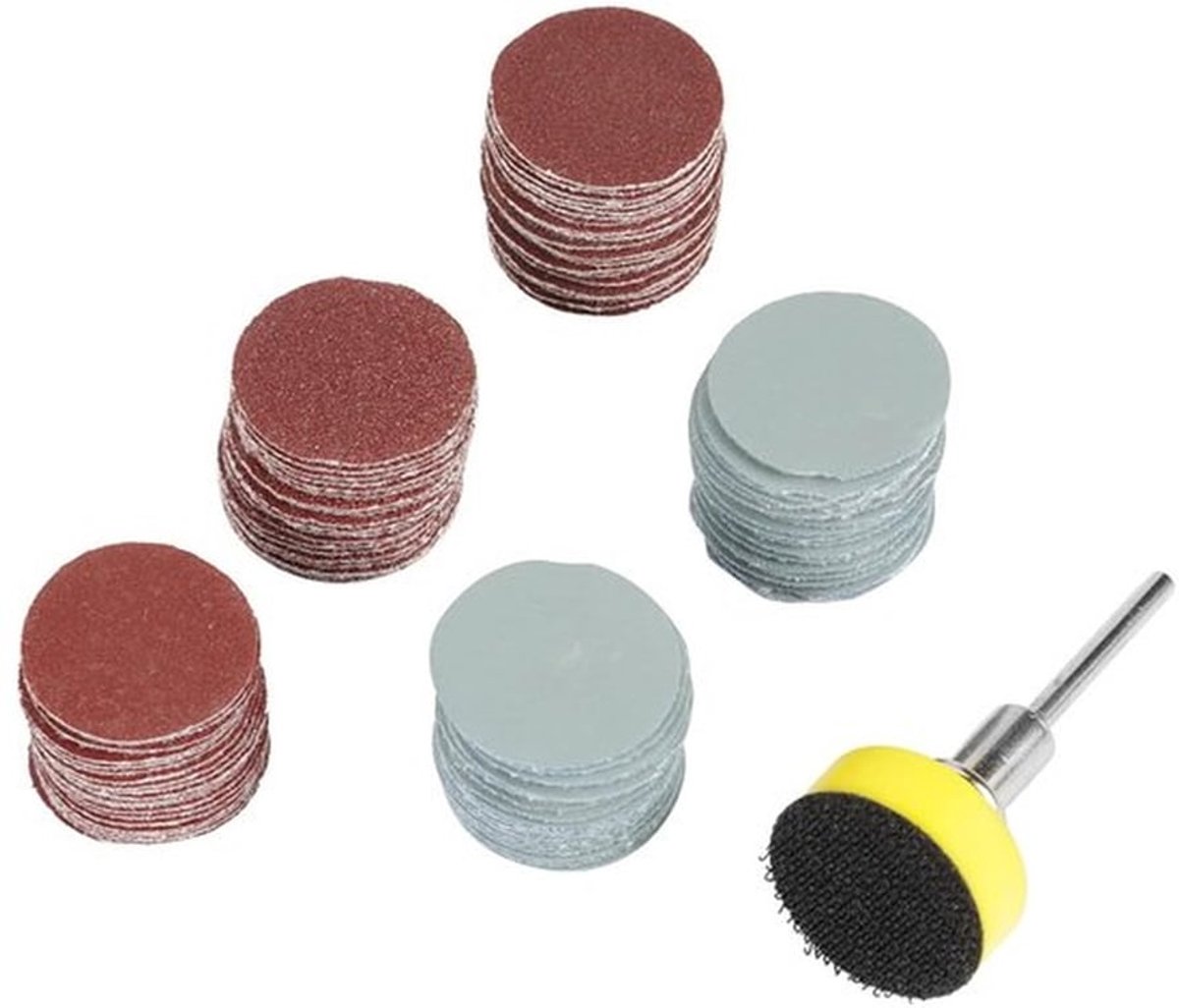 Mix van 100 Schuurdisc met Diverse Korrelgroottes voor Rotatietools - Perfect voor Houtbewerking, Metaalbewerking en Schuren van Vlakke Oppervlakken