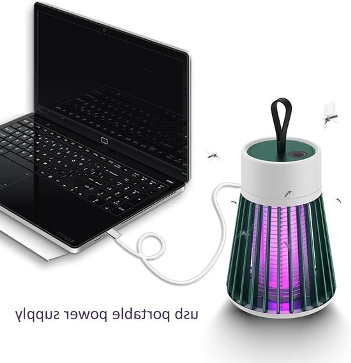 Effectieve Anti-Muggen Lamp voor Binnen en Buiten, Elektrische Vliegenvanger met UV Trap en Oplaadfunctie, Ideaal voor Insectenbescherming tot 100 m²