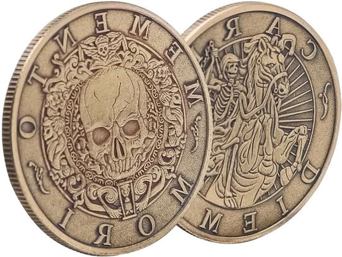 Verzamelmunten Memento Mori, Carpe Diem en Stoïcisme - Antieke Medaille als Officieel Cadeau voor Dagelijkse Stoïcijnse Oefening en Reflectie