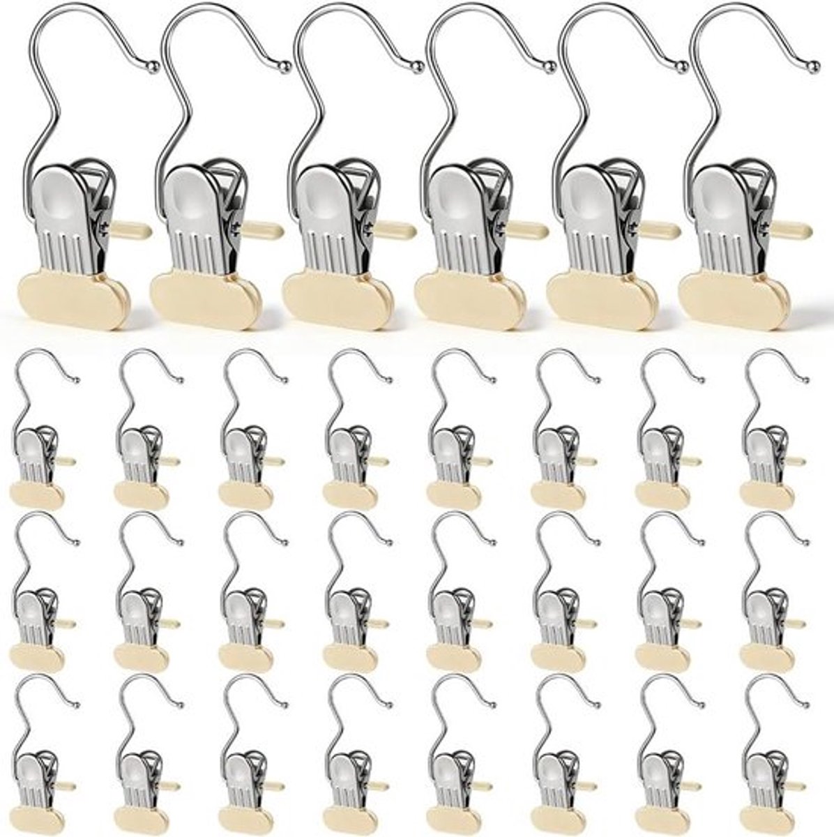 Roestvrijstalen wasknijpers 30 stuks, antislip klemmen voor kleding, multifunctionele clips voor handdoeken en sokken