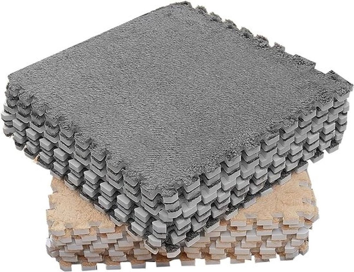 Pluche Foam Vloermat Set van 10 Stuks - Kleurblok, Snijdbaar en Interlock, Zacht Tapijt voor Slaapkamer en Speelruimte