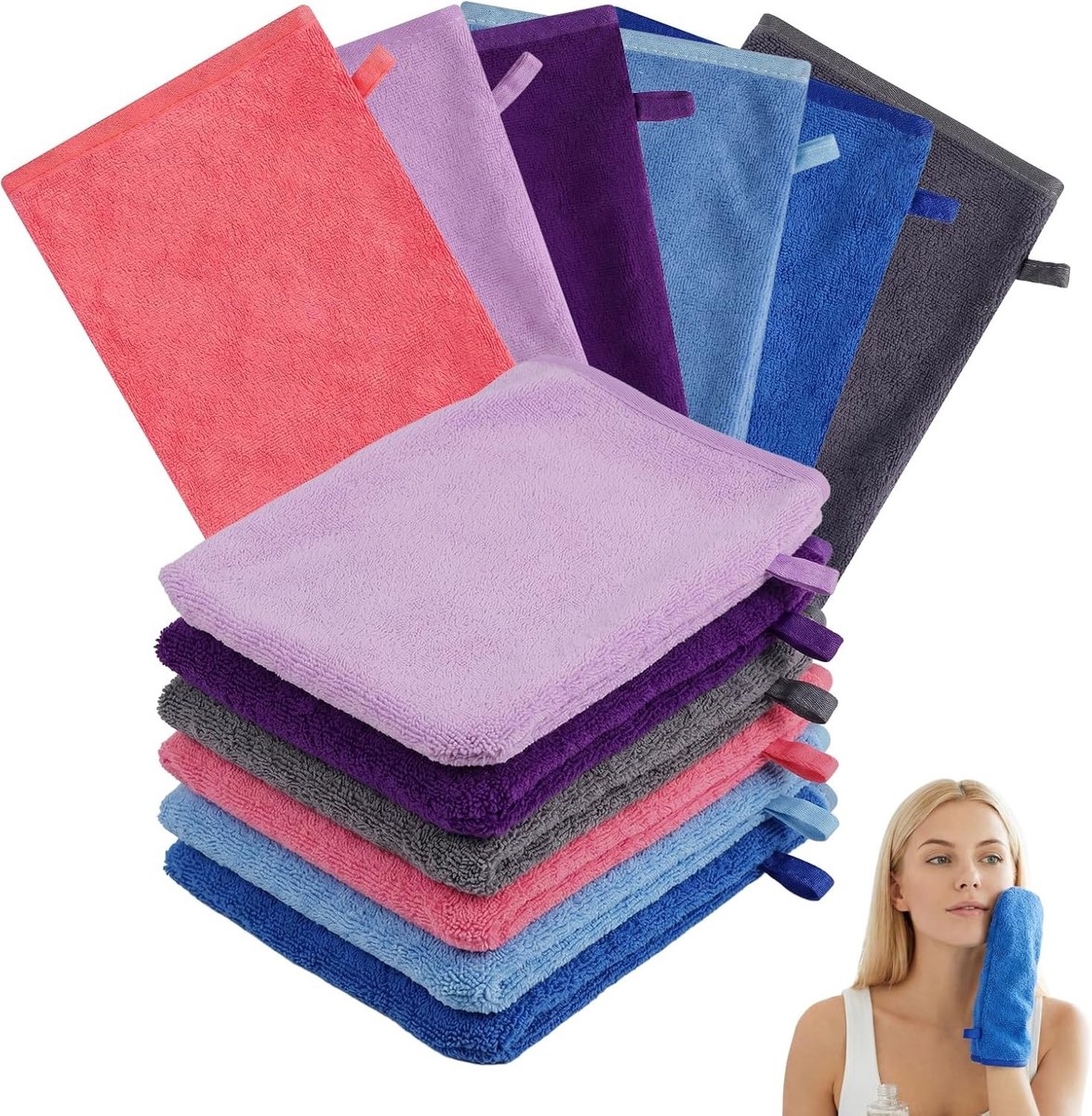 Microvezel Washandjes - Meerkleurig - 15 x 21 cm - Zacht en Sterk Waterabsorberend - Voor Gezicht en Lichaam