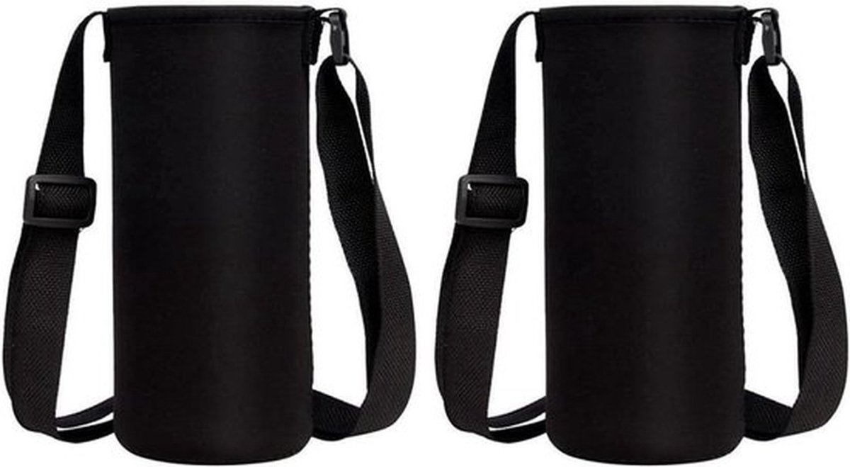 Thermische hoes voor waterflessen, koeltas voor flessen, draagbare isolatiehoes met verstelbare schouderriem, 1 L, 2 stuks, ideaal voor outdoor en sportactiviteiten