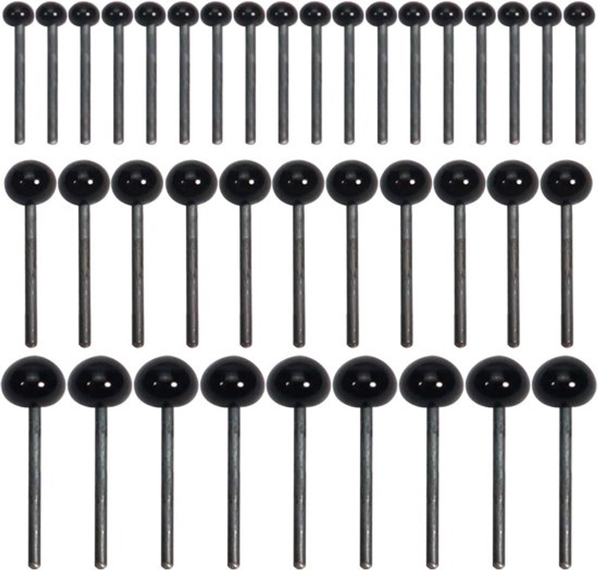 150 Stuks Glazen Popogen in Zwart, Gemengde Maten 2 mm, 3 mm, 4 mm - Creatieve Ogen voor Poppen en Puppets