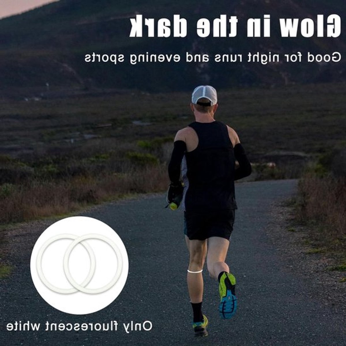 Siliconen Patellaband Steun voor Knie, Ademend en Comfortabel voor Sport, Hardlopen en Basketbal met Opbergtas voor Dames en Heren (Zwart, Luminous Wit)