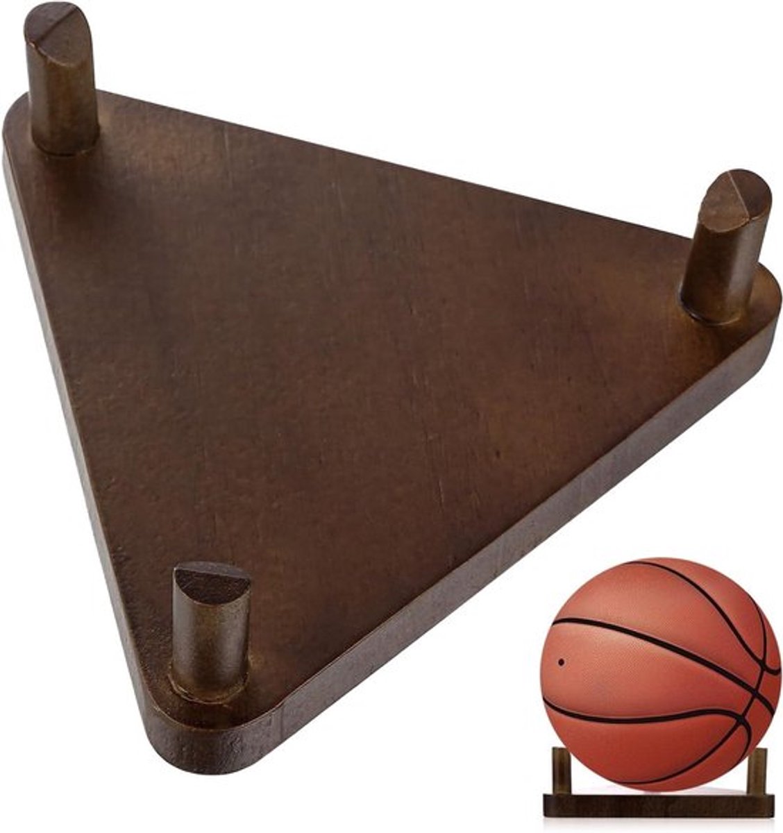 Houten Ballenstandaard voor Voetbal, Basketbal en Volleybal - Ideale Display voor Tafel en Bureau