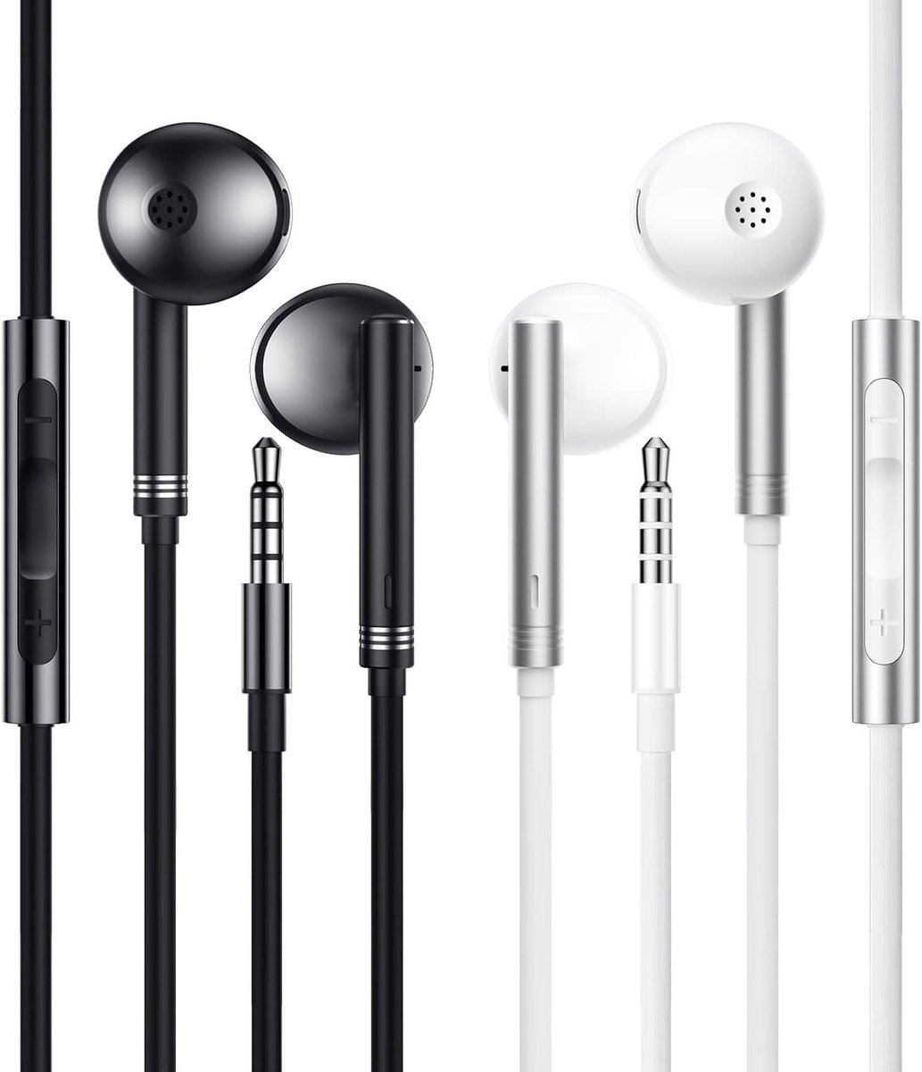 Bedrade Oortelefoons - Wit - In-ear met Microfoon - Voor Smartphones, Tablets en Laptops