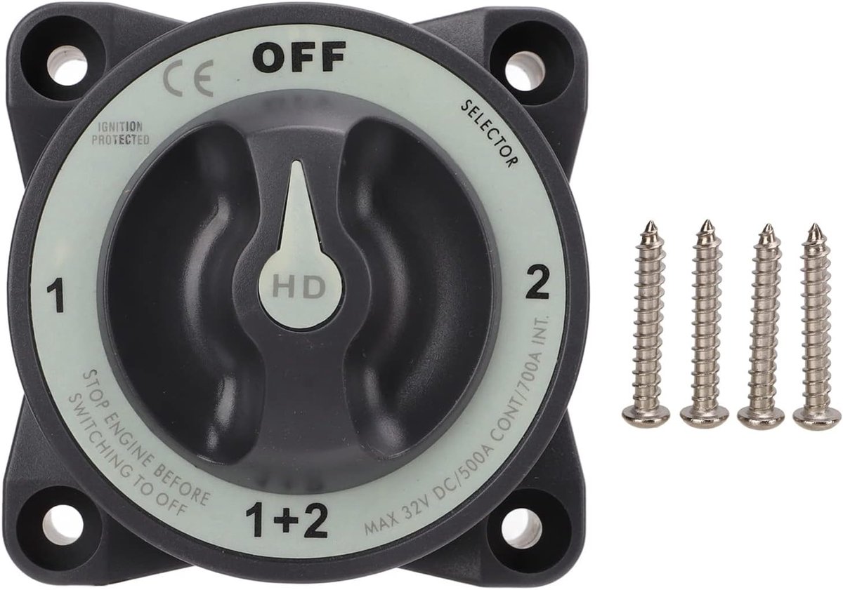 SnelShoppen - KIMISS Accu Isolator Kit 500A Scheepvaart Accu Scheidingsschakelaar Stevige 4 Positie Accu Selector Schakelaar voor RV Boot