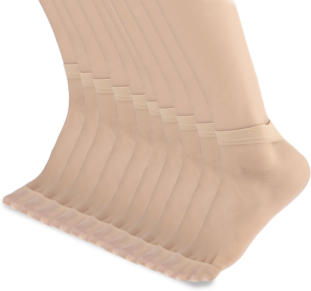 SnelShoppen - 10 Paar Nylon Ankelsokken voor Vrouwen - Zijdezacht, Ademend en Comfortabel - Ideaal voor Feest, Casual en Dagelijks Gebruik - Diverse K