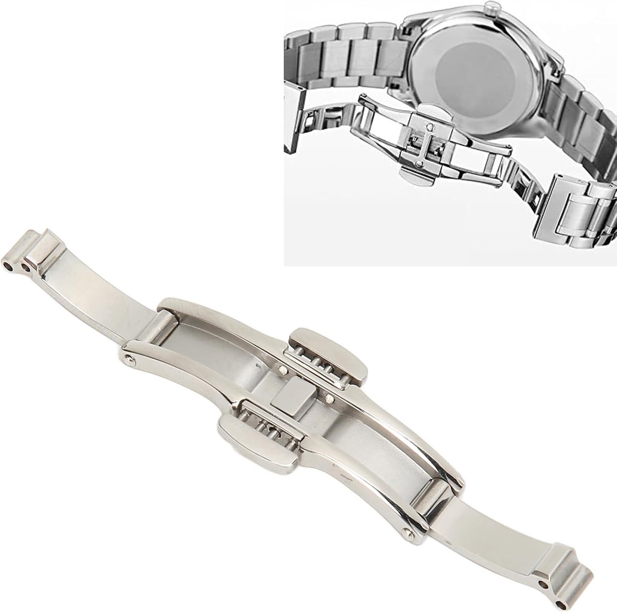 SnelShoppen - Deployment Butterflies Clasp RVS Horlogeband Sluiting Vervanging voor Leer Staal Keramiek Horlogeband Accessoire (5*19)