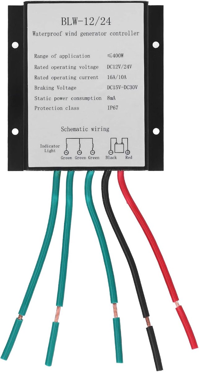 Windturbine controller 12V/24V - 400W automatisch laadregulator - IP67 waterdicht - beschermt accu en turbine - ShopVlot