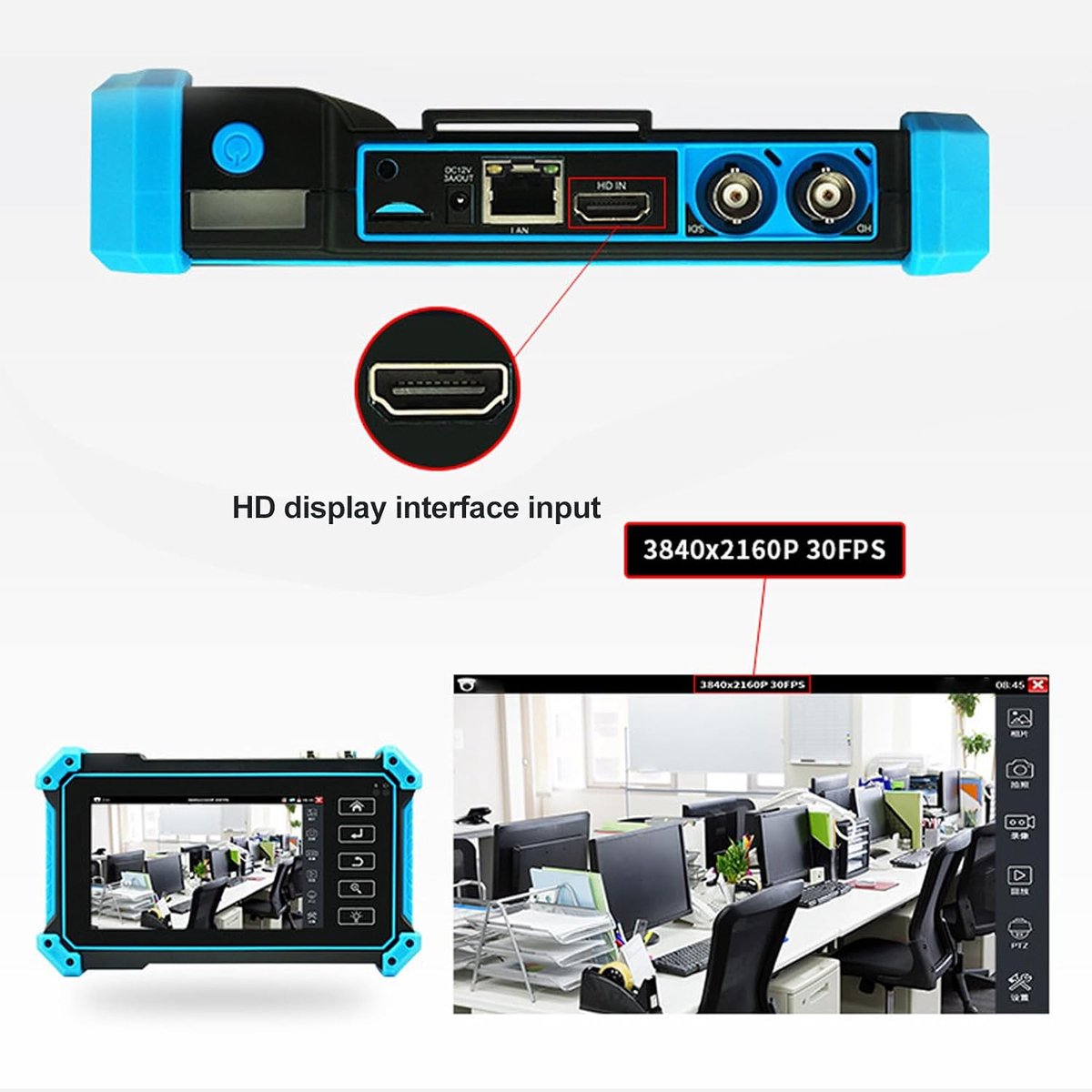 SnelShoppen - 5.4 Inch HD IPS Scherm IP Camera Tester met VGA Ingang, Lijnzoeker en Draadloze WiFi Functie, voor Digitale Netwerksignalen en Analoog A