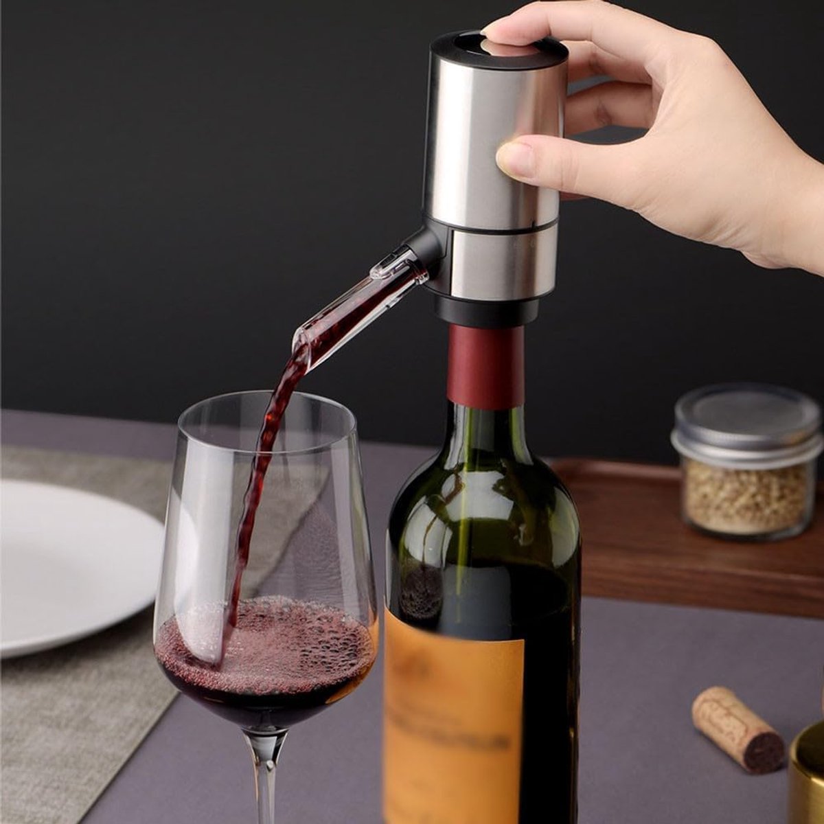 SnelShoppen - Elektrische Wijn Dispenser, Automatische Wijn Aerator, Decanteer Dispenser voor Thuis, Bar en Feest, Duurzaam en Stijlvol Design