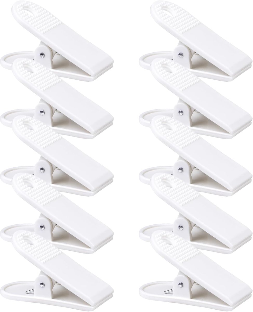 SnelShoppen - Plastic Clips, Papieren Mappen Klemmen, 58mm, Kantoor School Keuken Opbergaccessoires, Sterk, Wit, Pack van 10