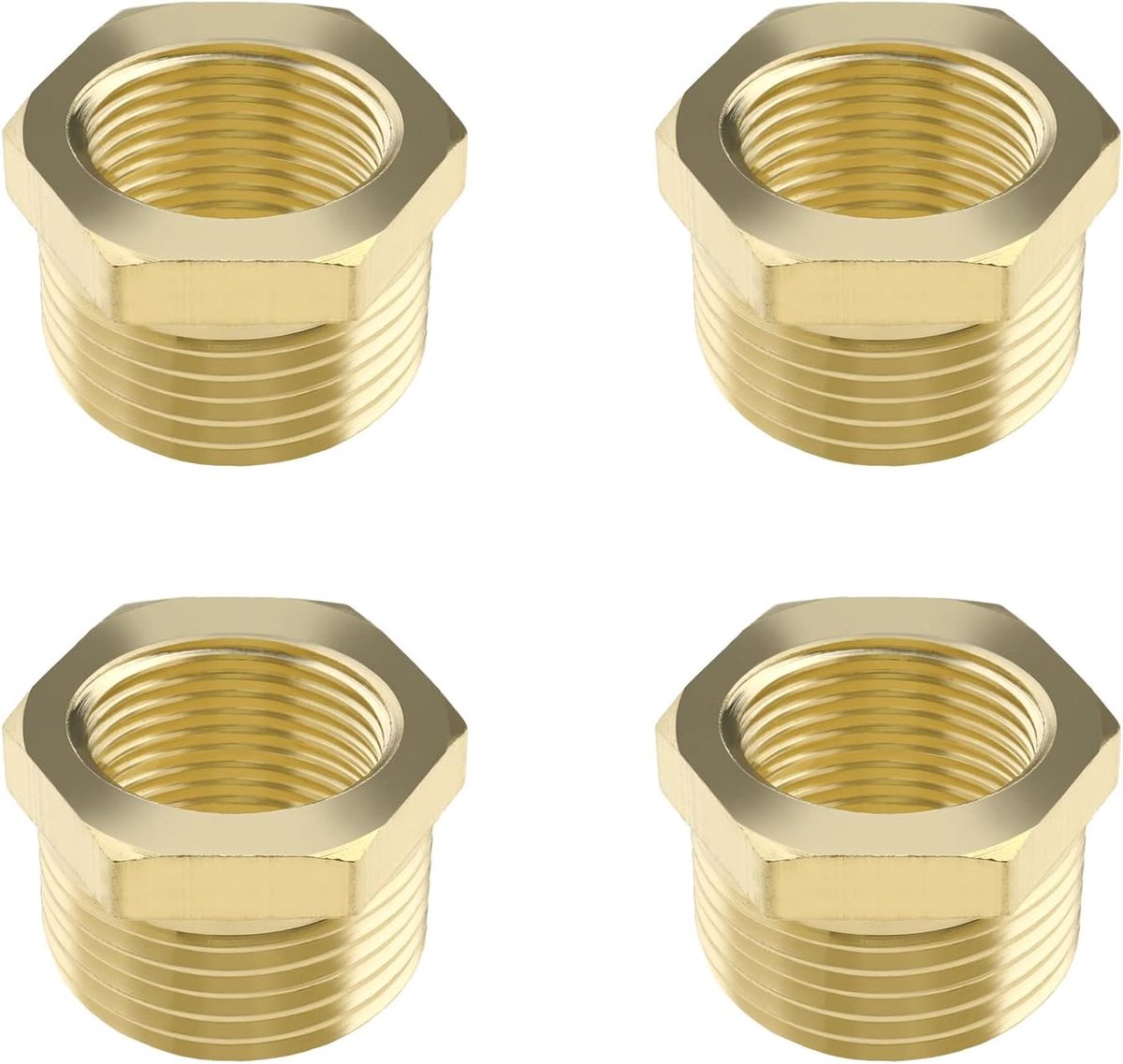 SnelShoppen - 4 Stuks Tuin Adapter 3/8 Inch Mannelijk naar 1/4 Inch Vrouwelijk Verbindingsstuk Hex Messing Reducer voor Waterleiding en Hookah