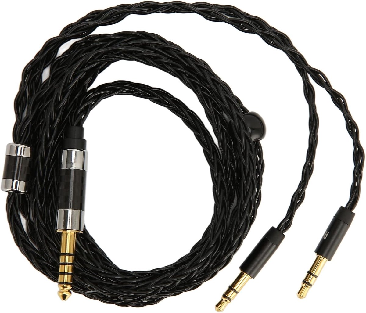 SnelShoppen - Hoofdtelefoon Kabel 4.4mm Naar Dubbele 3.5mm Hoofdtelefoon Geluid Kabel 8-kern Zilver Geplateerde Audiokabel 1.2M Voor Teloon D7100 D720