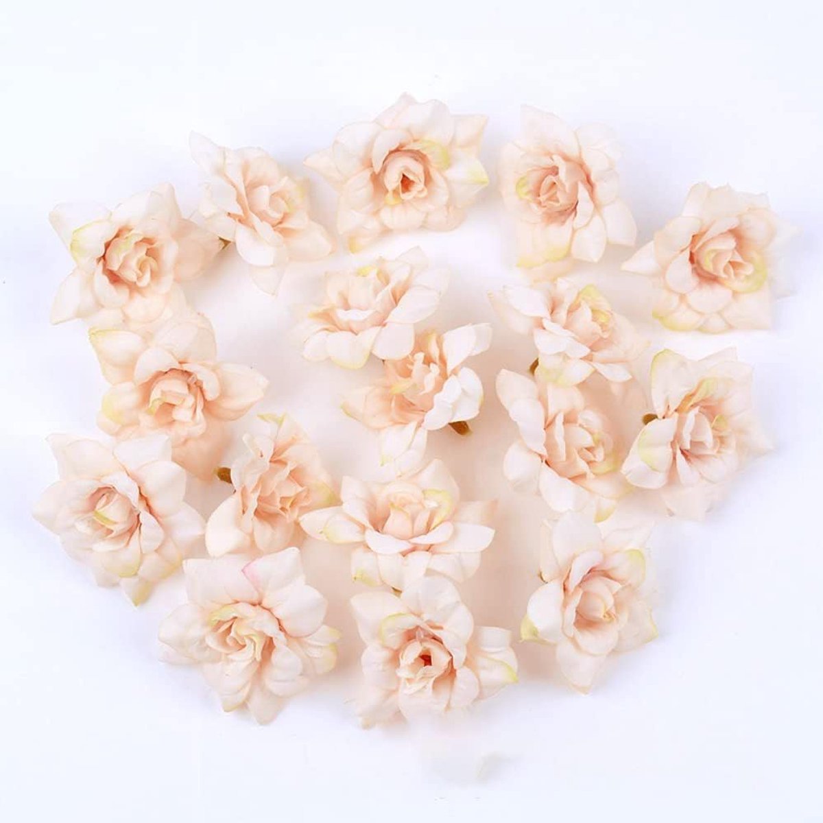 SnelShoppen - 20st Kunstbloemen Rozen Hoofden Kleurvolle Simulatie Bloem Hoofdjes voor DIY Creaties Bruiloft Feest Home Decor Beige