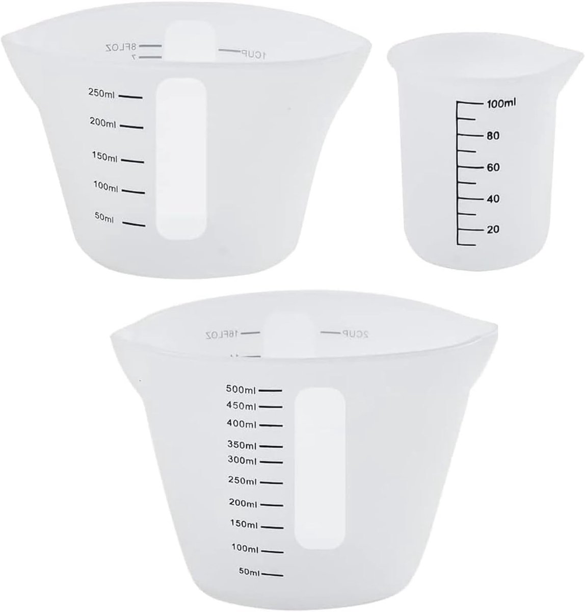 Siliconen Maatbekerset voor Epoxyhars - Set van 3 - 100/250/500 ml - Perfect voor Gieten en Doe-Het-Zelf Projecten