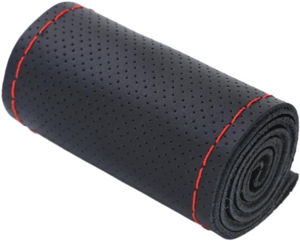 SnelShoppen - Leer Autostuurhoes Handnaald Mode Antislip Universele Stuurhoes Stuurwielbeschermer Auto Accessoires Interieur Diameter 38 cm
