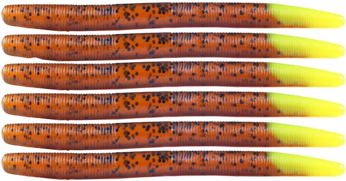 SnelShoppen - 6Pcs Duurzame Zachte Plastic Aardworm Aas Twee-Tonige Noodle Worms Vissen Aas Geschikt voor Zoutwater en Zoetwater Visserij